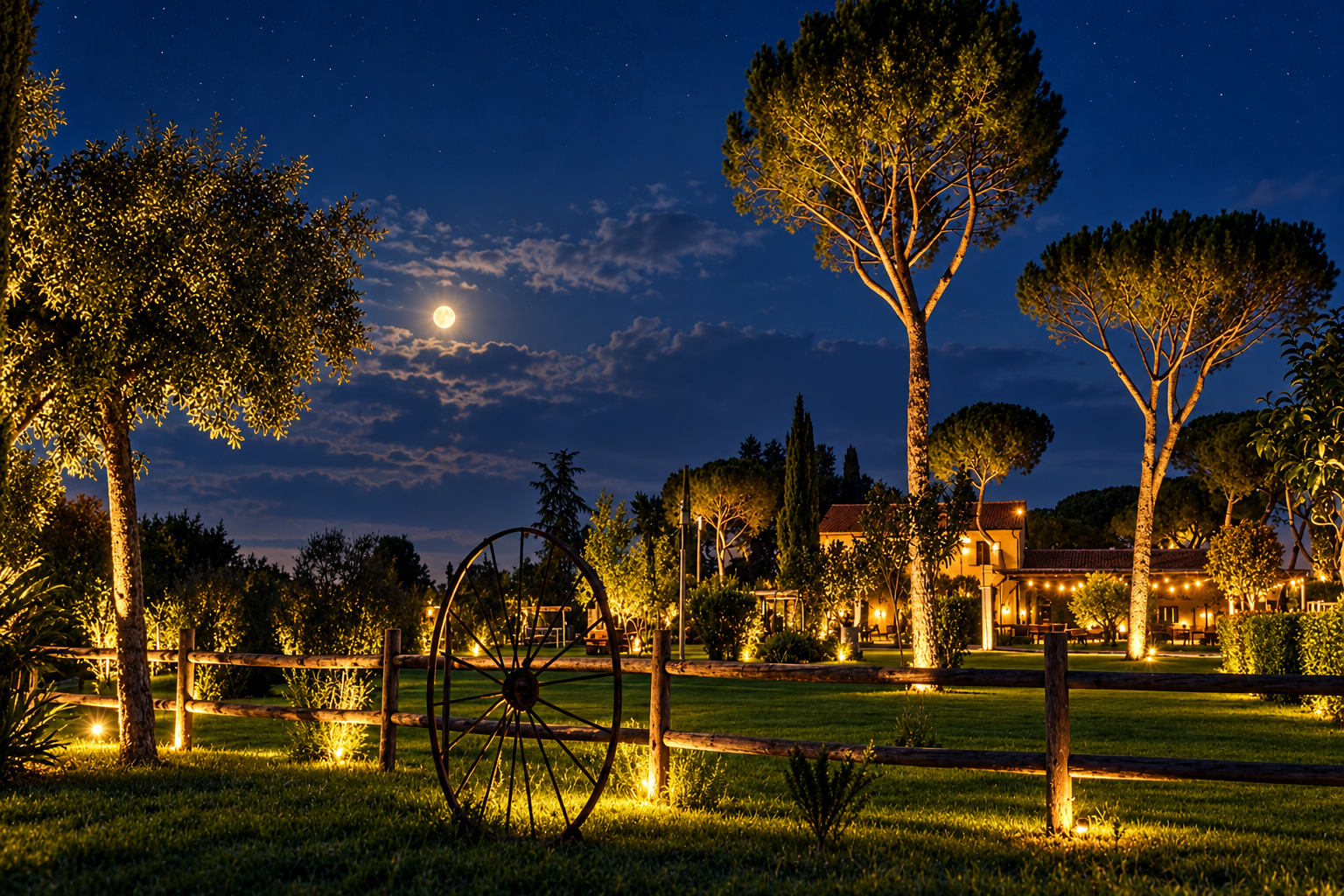 Casale Capaldino illuminato di notte
